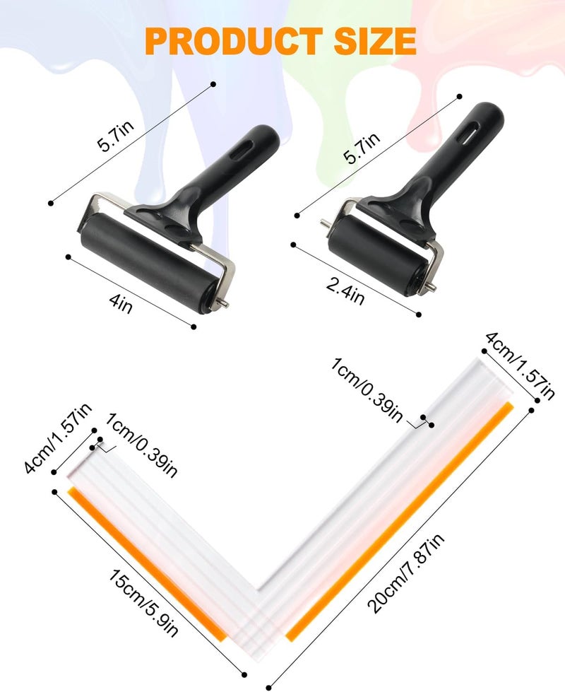 UCEC 3 Pack Paper Positioning Tool (6×8 inch) with Brayer Roller Set – Gel Plate Printing Tool with 2 Rubber Rollers (2.4in & 4in) for Crafting, L Square Ruler for Paper Alignment & Printmaking - Image 5